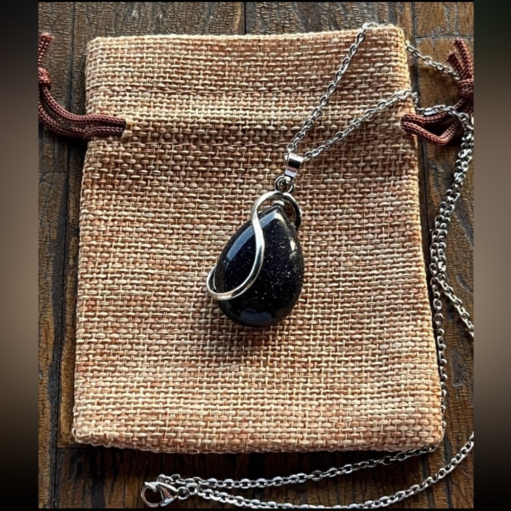 Blue Sandstone Drop Necklace Crystal Drop Necklace